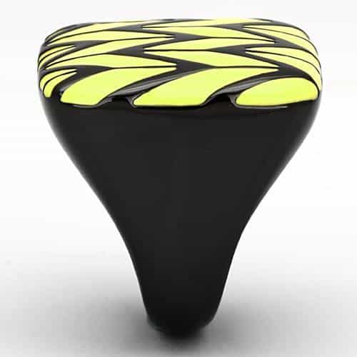 Stainless Steel Dark IP Yellow Enamel Chevron Zigzag Square Ring view 8