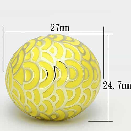 Stainless Steel Gold IP Yellow Enamel Swirl Cutout Dome Ring view 6