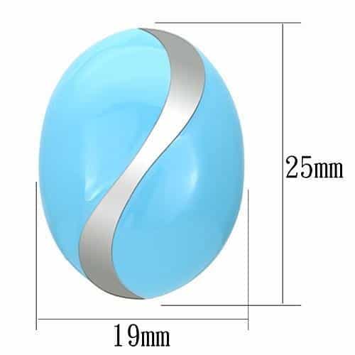 Stainless Steel Silver Blue Enamel Swirl Oval Stud Earrings view 2