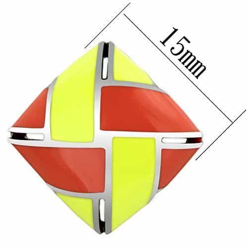 Stainless Steel Silver Yellow Orange Enamel Cross Earrings view 2