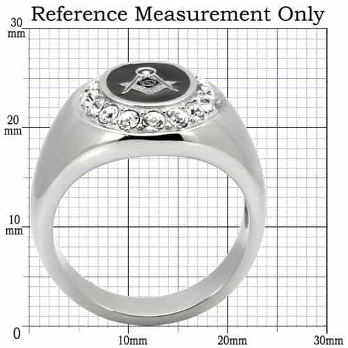 Stainless Steel Silver Masonic Oval CZ Halo Mens Signet Ring view 7
