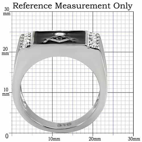 Stainless Steel Silver Masonic Rectangle CZ Channel Slim Ring view 7