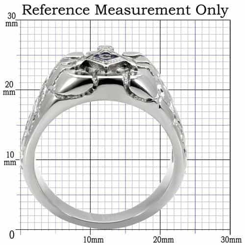 Stainless Steel Silver Masonic Nugget Texture CZ Mens Signet Ring view 7
