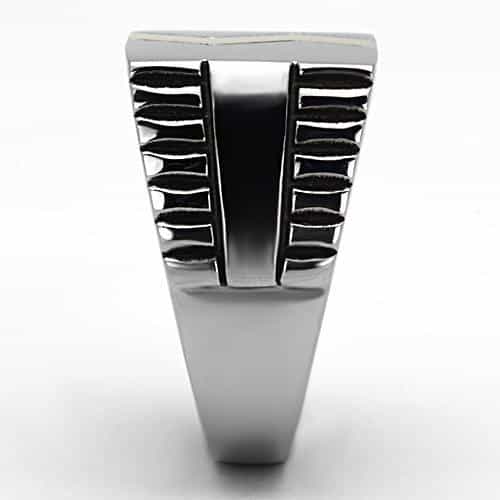 Stainless Steel Silver Gold IP Lightning Bolt Chevron Stripe Ring view 4