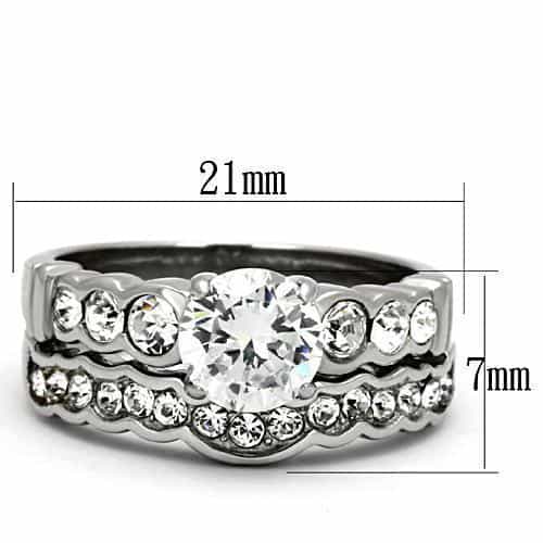 Stainless Steel Silver CZ Round Pave Multi Row Eternity Ring view 7