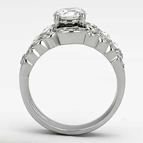 Stainless Steel Silver CZ Round Pave Multi Row Eternity Ring view 8