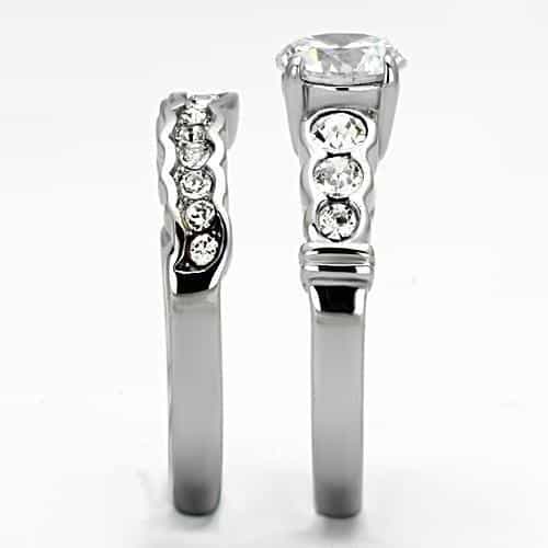 Stainless Steel Silver CZ Round Pave Multi Row Eternity Ring view 9