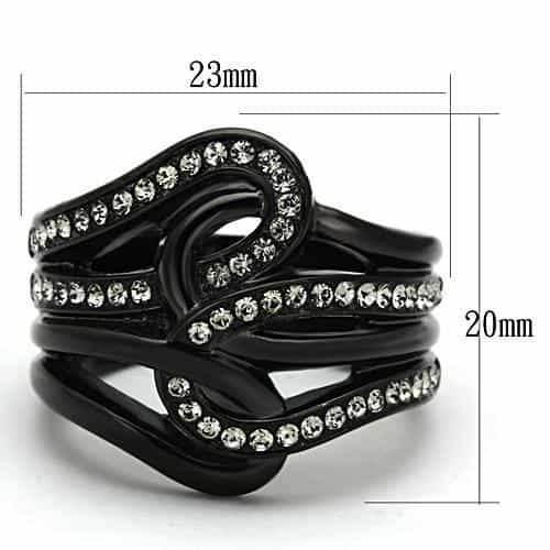 Stainless Steel Dark IP CZ Pave Swirl Open Cutout Ring view 2