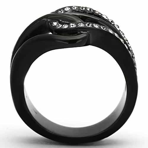 Stainless Steel Dark IP CZ Pave Swirl Open Cutout Ring view 7