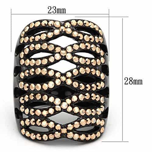 Stainless Steel Dark IP Champagne Crystal Multi Stripe Ring view 6