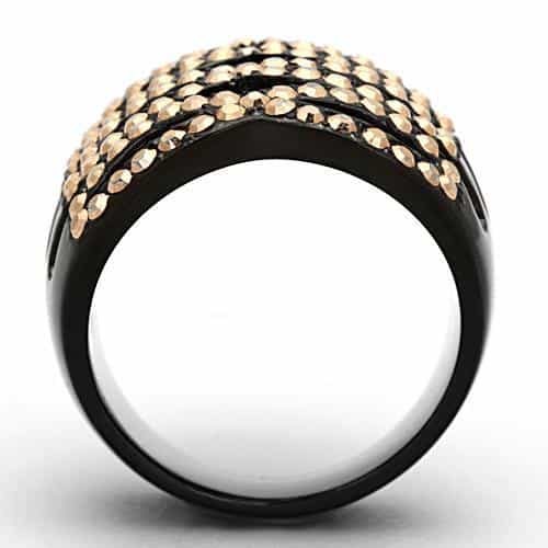 Stainless Steel Dark IP Champagne Crystal Multi Stripe Ring view 7