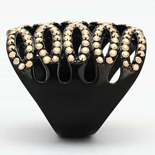 Stainless Steel Dark IP Champagne Crystal Multi Stripe Ring view 8