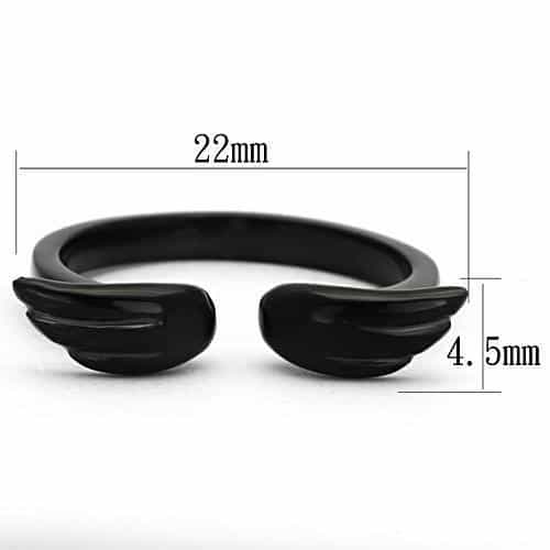 Stainless Steel Dark IP Wing Open Adjustable Ring view 2