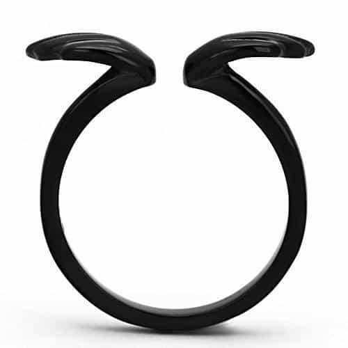 Stainless Steel Dark IP Wing Open Adjustable Ring view 7