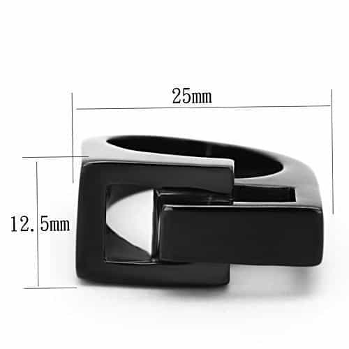 Stainless Steel Dark IP Geometric Square Cutout Modern Ring view 2