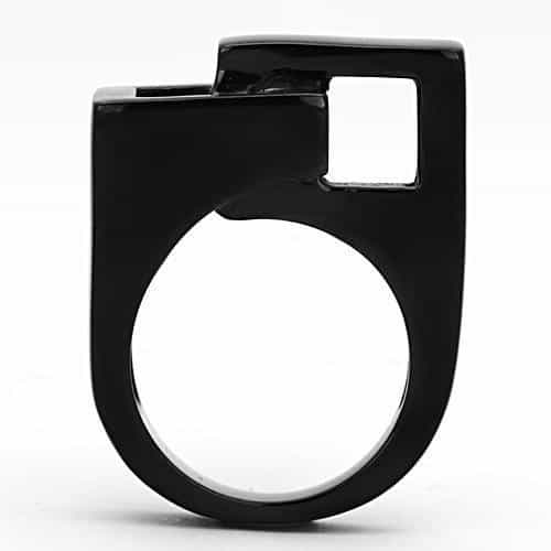 Stainless Steel Dark IP Geometric Square Cutout Modern Ring view 7