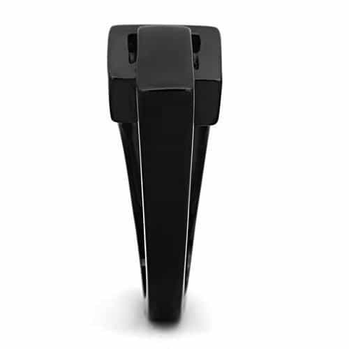 Stainless Steel Dark IP Geometric Square Cutout Modern Ring view 4