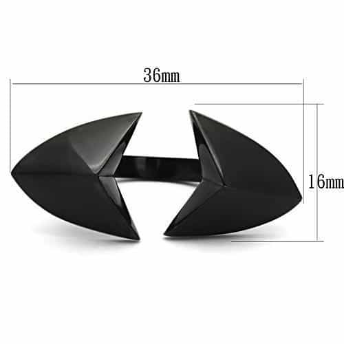 Stainless Steel Dark IP Double Spike Horn Open Ring view 6