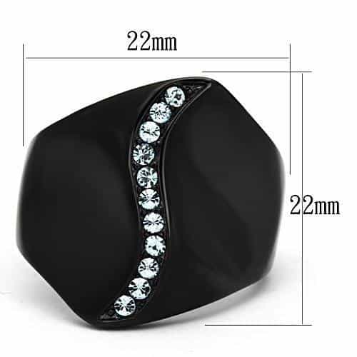 Stainless Steel Dark IP CZ Wave Accent Modern Ring view 6