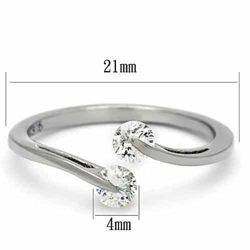 Stainless Steel Silver CZ Round Double Bypass Open Ring view 6