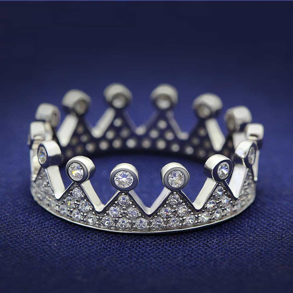 Sterling Silver CZ Crown Tiara Ring | The Stainless Jewelry view 1