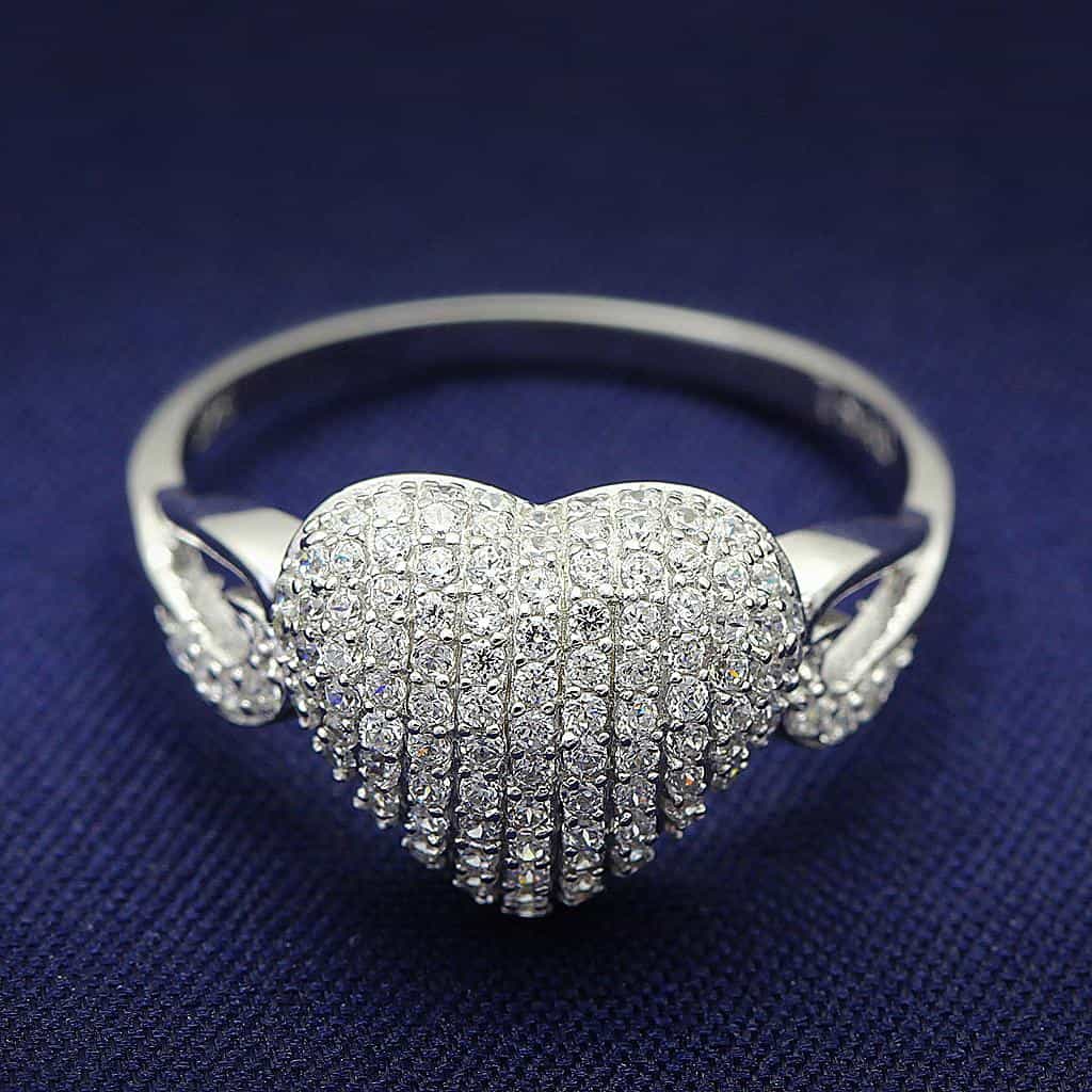 Sterling Silver CZ Pave Heart Ring | The Stainless Jewelry view 1