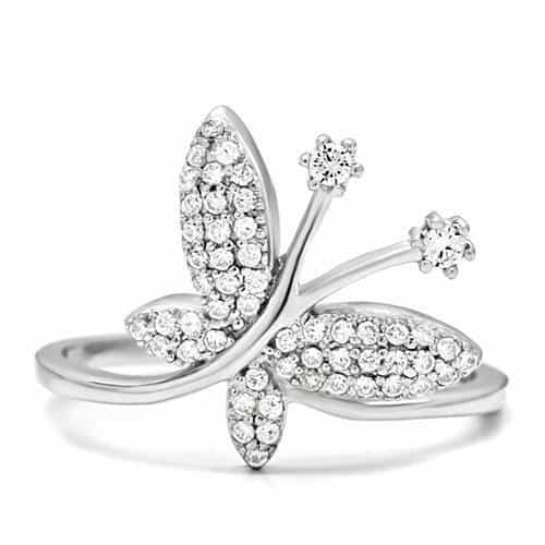 Sterling Silver CZ Pave Butterfly Dragonfly Ring view 8