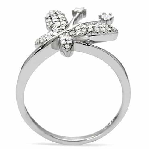 Sterling Silver CZ Pave Butterfly Dragonfly Ring view 4
