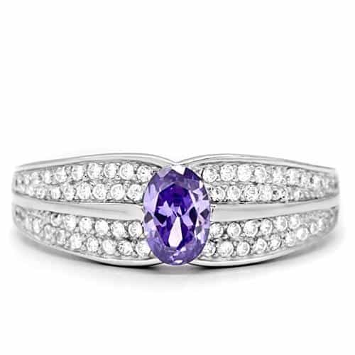 Sterling Silver CZ Round Tanzanite Pave Ring view 8