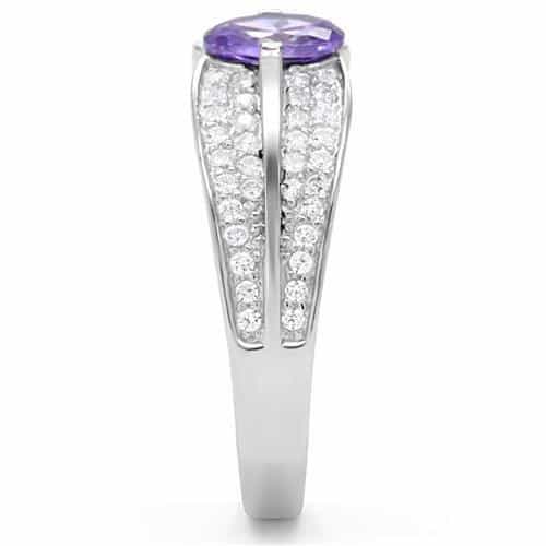 Sterling Silver CZ Round Tanzanite Pave Ring view 5