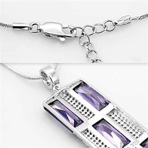 Sterling Silver Amethyst Baguette Grid Pave Pendant view 10
