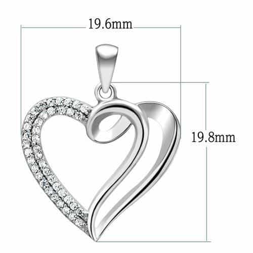 Sterling Silver CZ Open Heart Pendant Necklace view 2