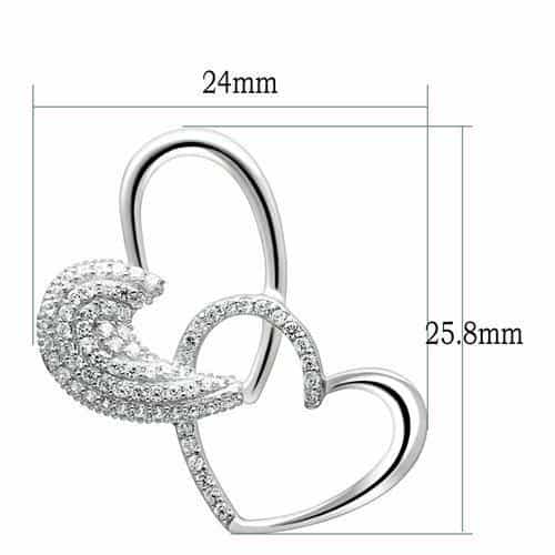 Sterling Silver CZ Double Heart Open Pendant view 2
