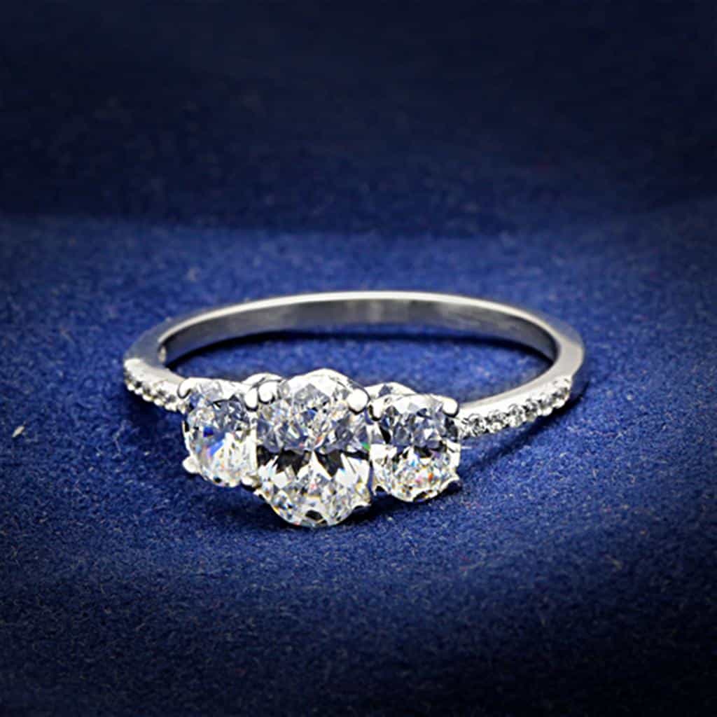 Sterling Silver CZ Triple Round Past Present Future Ring view 5
