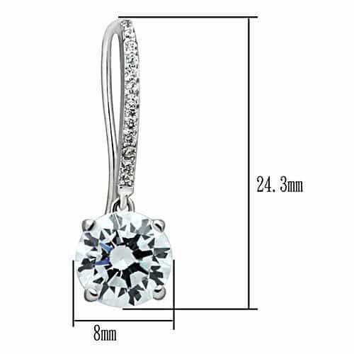 Sterling Silver CZ Round Leverback Drop Earrings view 2