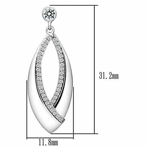 Sterling Silver CZ Marquise Open Double Loop Drop Earrings view 2