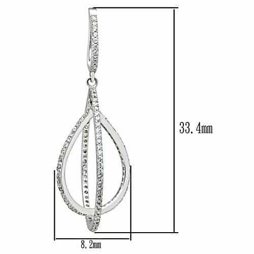 Sterling Silver CZ Open Teardrop Cage Drop Earrings view 2
