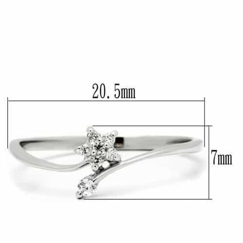 Sterling Silver CZ Star Flower Bypass Thin Ring view 6