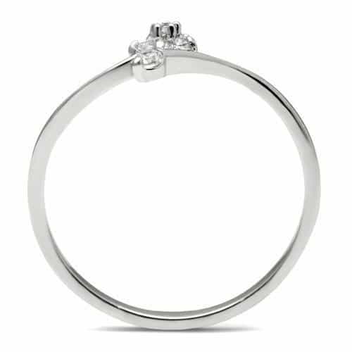 Sterling Silver CZ Star Flower Bypass Thin Ring view 7