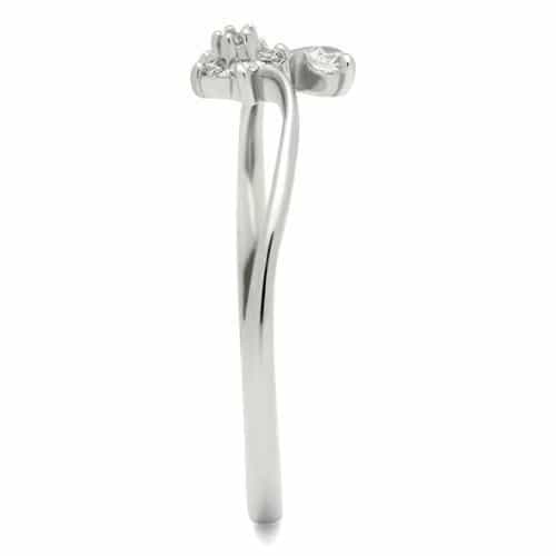 Sterling Silver CZ Star Flower Bypass Thin Ring view 8