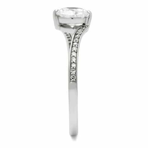 Sterling Silver CZ Round Solitaire Pave Thin Band Ring view 4