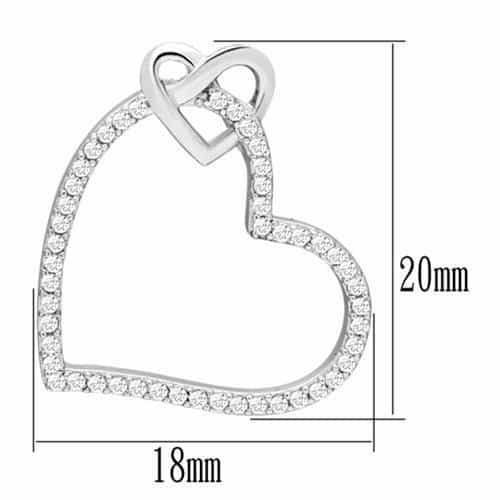 Sterling Silver CZ Open Heart Drop Pendant Necklace view 2