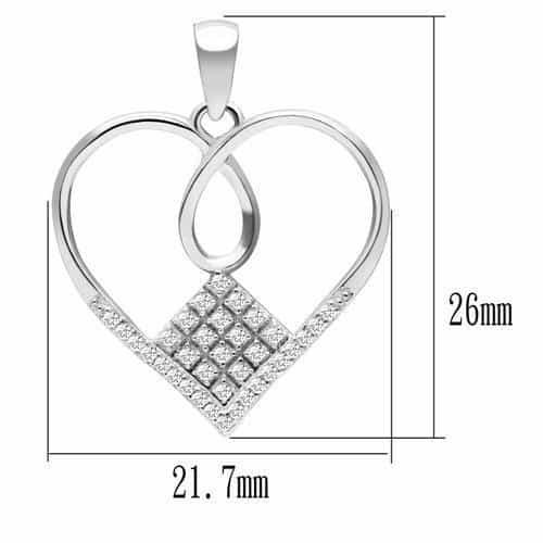 Sterling Silver CZ Pave Heart Geometric Pendant Necklace view 2