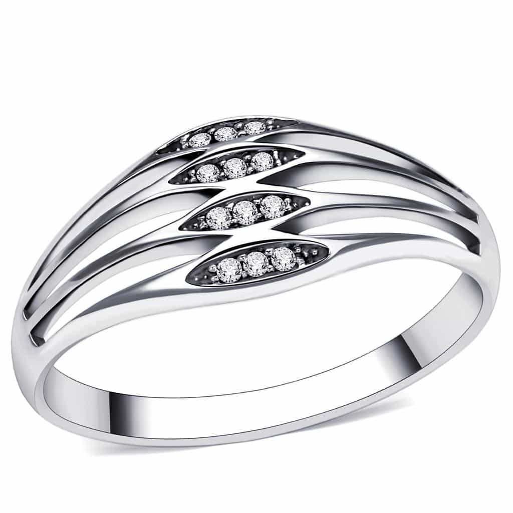 Sterling Silver CZ Wave Leaf Cutout Wide Ring view 1