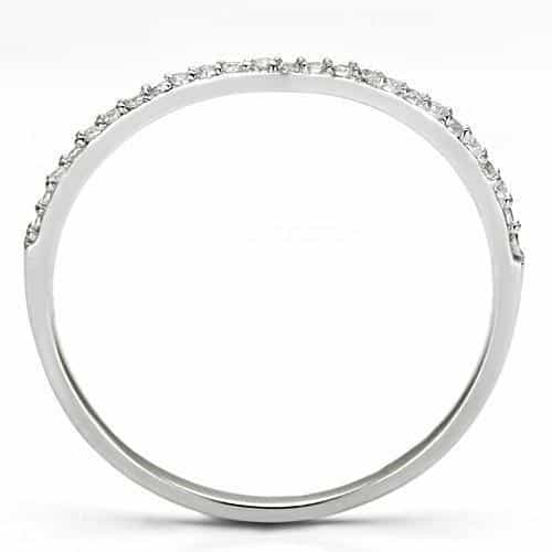 Sterling Silver CZ Pave Slim Eternity Thin Band Ring view 8