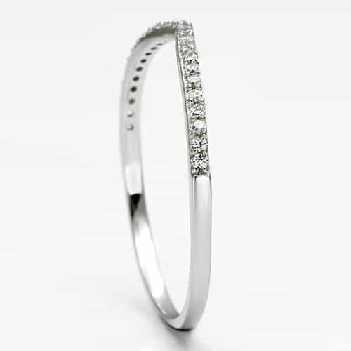 Sterling Silver CZ Pave Slim Eternity Thin Band Ring view 9