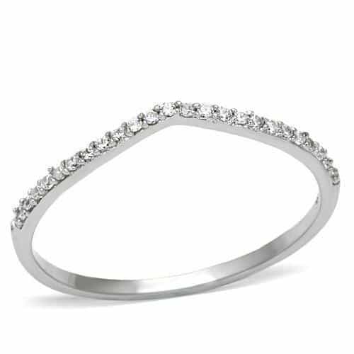Sterling Silver CZ Pave Slim Eternity Thin Band Ring view 10