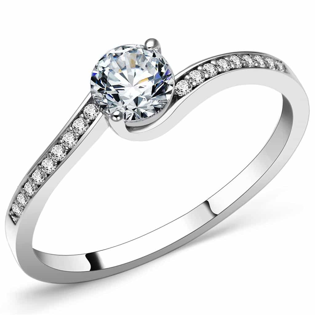 Sterling Silver CZ Round Twist Bypass Pave Ring view 6