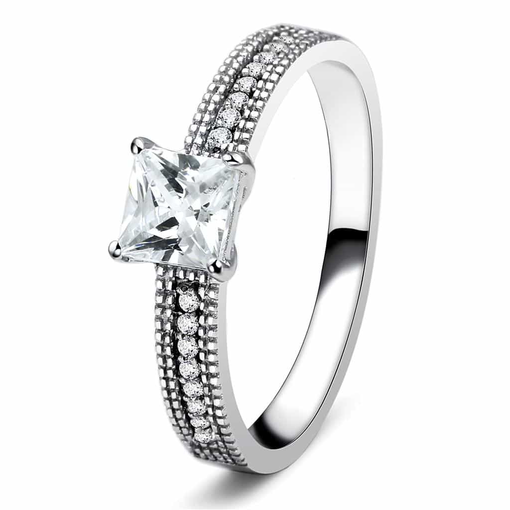 Sterling Silver CZ Princess Multi Row Pave Ring view 6