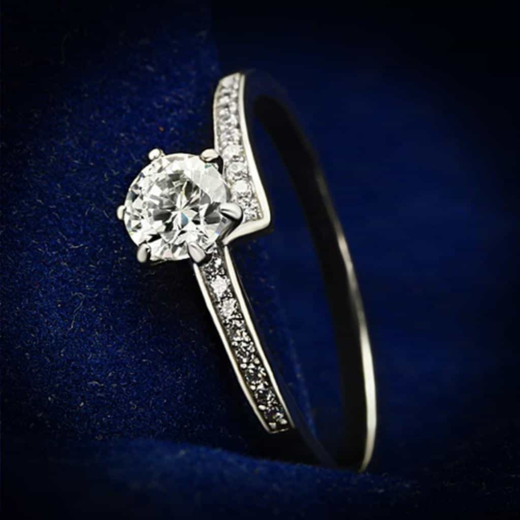 Sterling Silver CZ Round Solitaire Infinity Pave Ring view 1